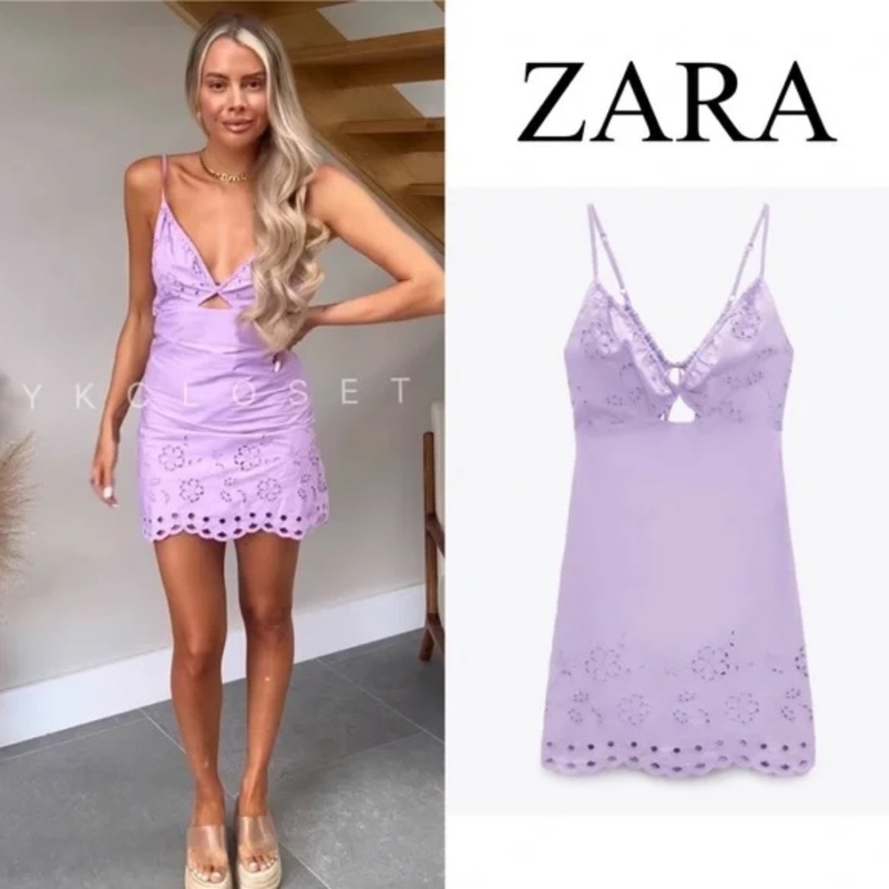 Zara Lilac Embroidered Dress